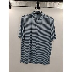 Stitch Mens‎ Large Blue Gray Stripe Golf Polo Shirt